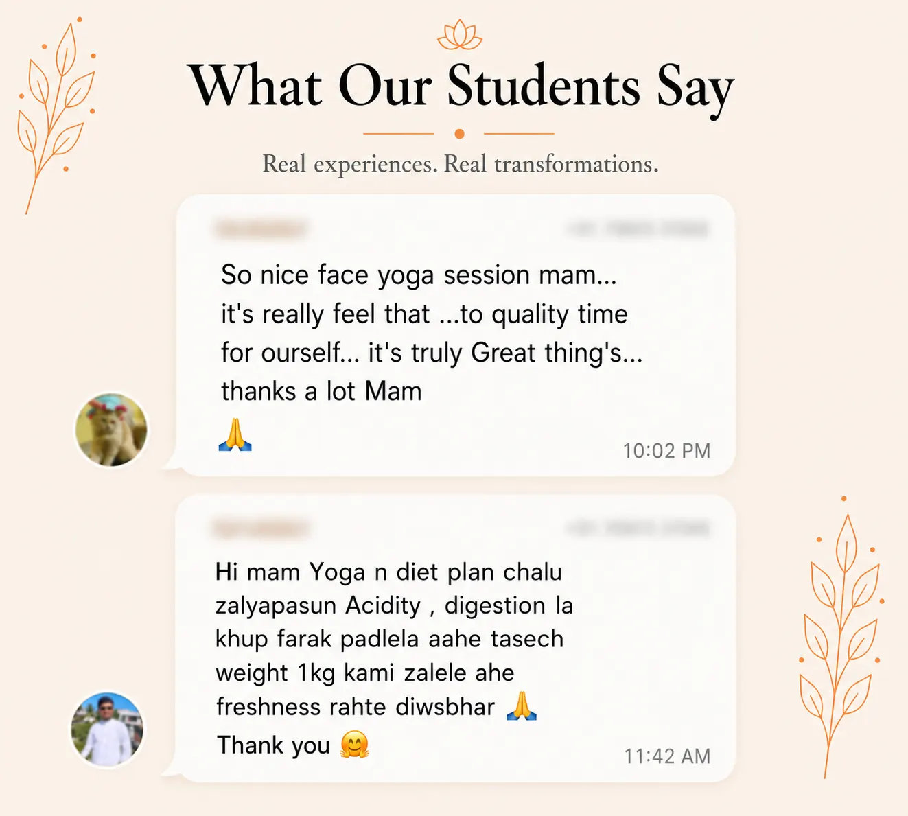 Snehyoga yoga class student review 8 Student review screenshot for Snehyoga online yoga classes and guided daily yoga practice 8