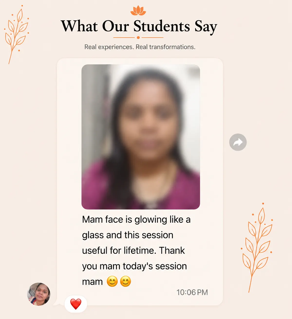 Snehyoga yoga class student review 13 Student review screenshot for Snehyoga online yoga classes and guided daily yoga practice 13